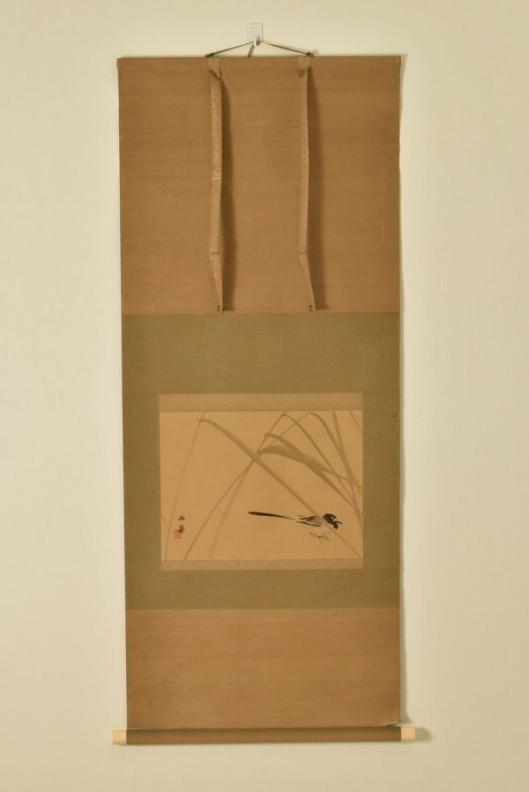 気に入って購入 美17257 川合玉堂 葦に小禽図 掛軸 軸先直径2.5cm(本物