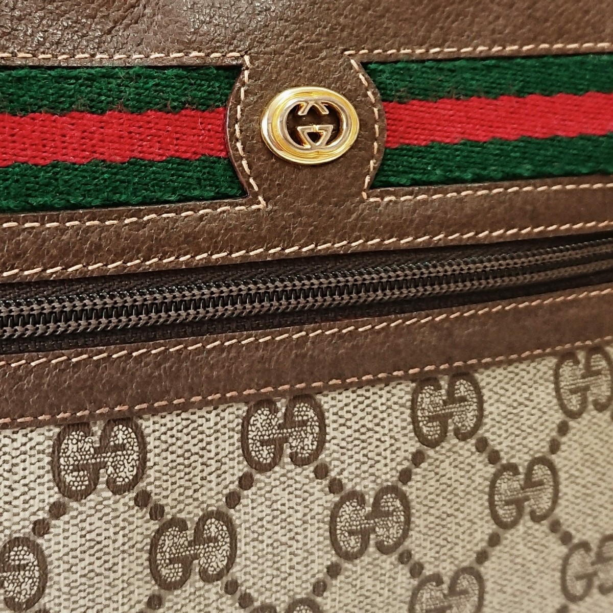 ☆極美品 オールド グッチ シェリーライン ショルダーバッグ BROWN GG 