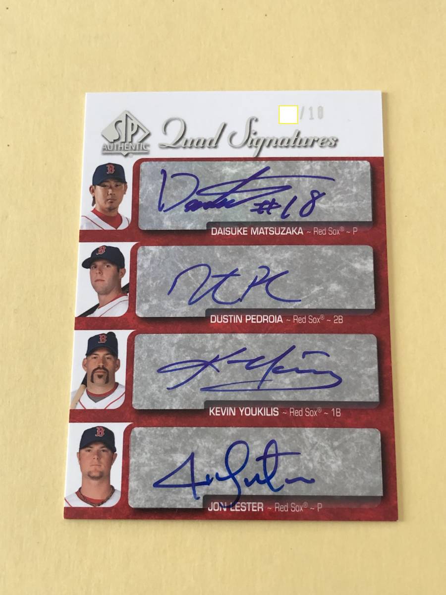 【低価，豊富な】 2009 松坂大輔 ペドロイア ユーキリス レスター Quad Signatures 直筆 サイン 10枚限定 MATSUZAKA PEDROIA YOUKILIS LESTER Auto(2002年～)｜売買されたオークション情報、yahooの商品情報をアーカイブ公開 - オー シングルカード