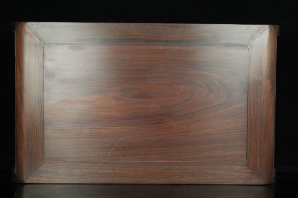 JAN124 唐木紫檀製 明式蘇特大工巻足花台 座卓 如意紋 煎茶道具 横幅