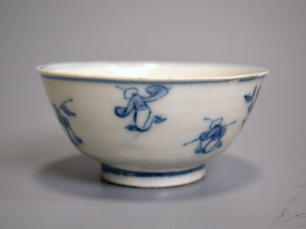 清康熙青花双鶴吉祥文茶碗 大清康煕年製 在銘古染付 清康熙青花双鶴吉祥文茶碗 大清康煕年製 在銘古