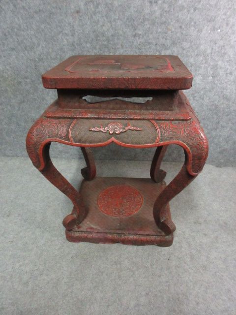  文 24962 堆朱高卓花台 茶道具置物お花花かご骨董(漆芸)｜売買されたオークション情報、yahooの商品情報をアーカイブ公開 - オークファン その他