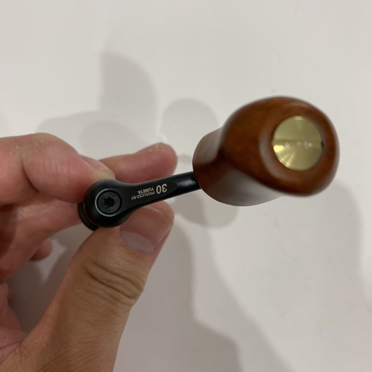 美品 シマノ センシティブショートハンドル 夢屋 30mm 花梨ノブ 付き