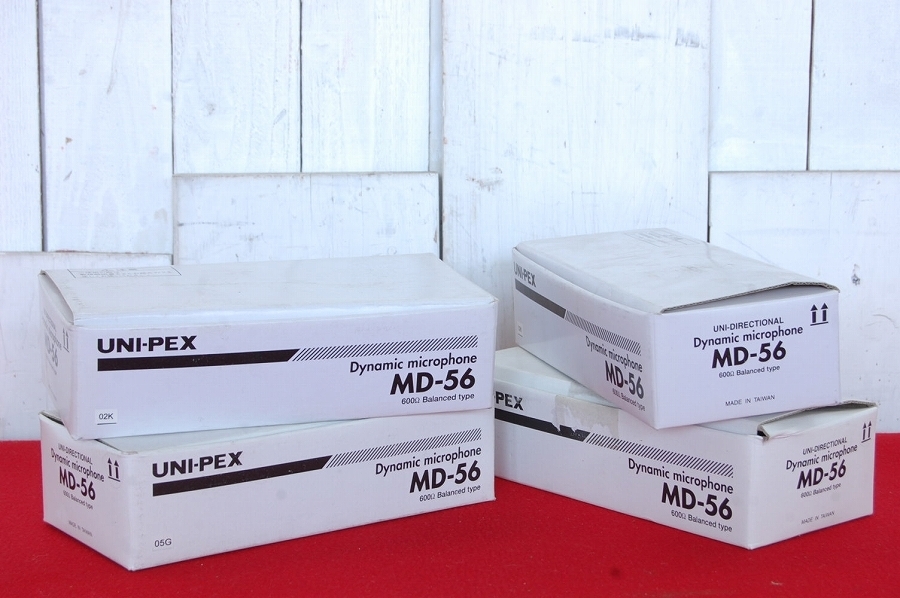 【UNI-PEX/ユニペックス/ダイナミックマイクロフォン/バランスタイプ/MD-56/4台/取説付/現状品】放送アナウンス舞台ステージ選挙演説