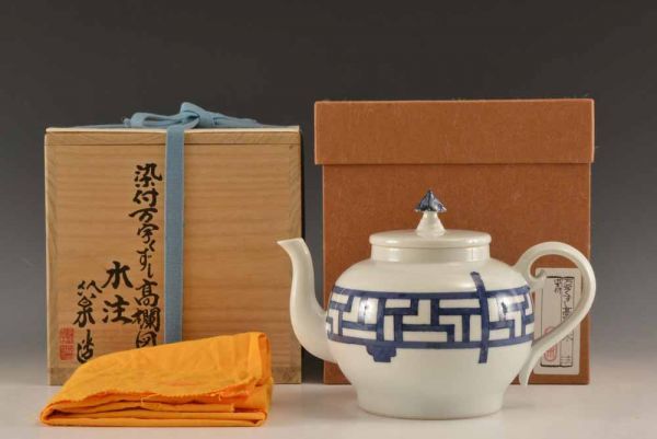本物保証，品質保証 市03233 五代三浦竹泉 染付万字くずし高欄図水注 本物保証(茶道具)｜売買されたオークション情報、yahooの商品情報をアーカイブ公開 - オークファン 京焼