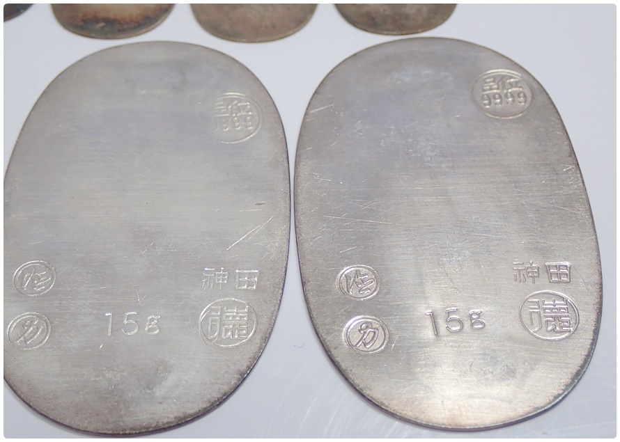 SALE，豊富な】 純銀（品位9999刻印） 徳力小判 重さ：104g D654 60