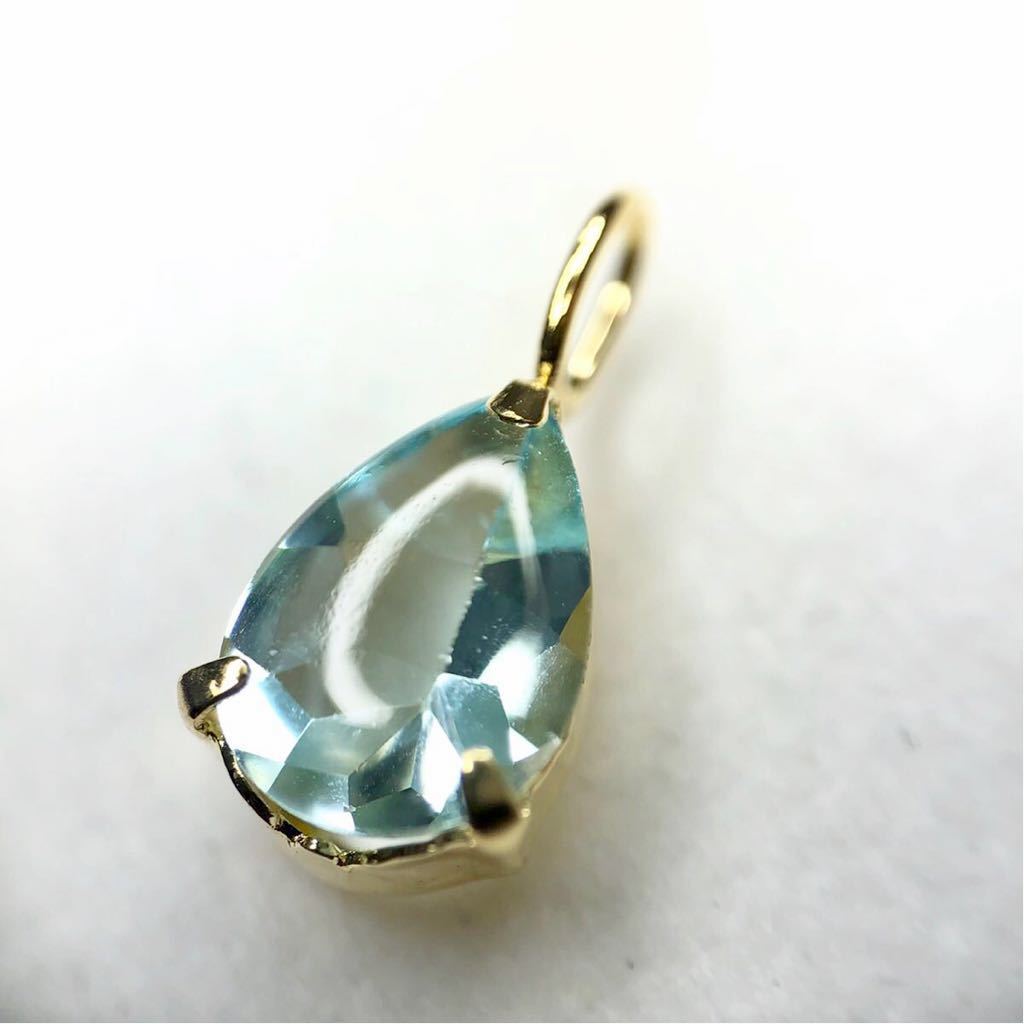 CP-22180 K18YG ペンダントトップ アクアマリン 0.70ct PEAR BUFFTOP 5×7 AANI アニ