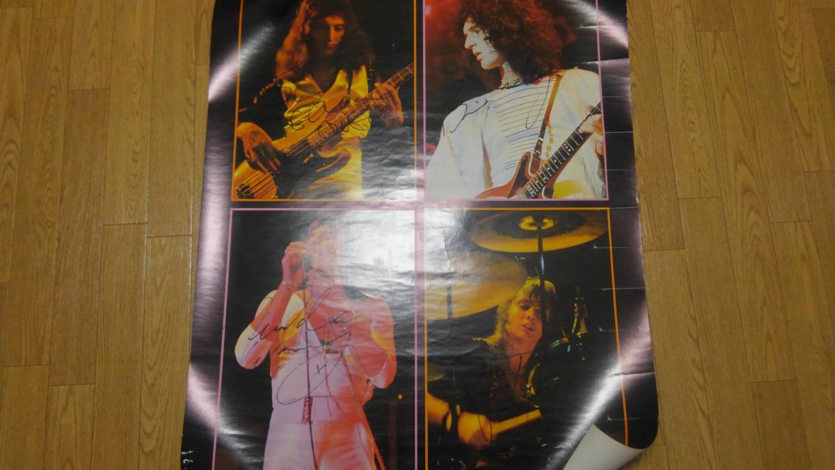 □クイーン QUEEN メンバー直筆サイン入り大判ポスター Freddie 