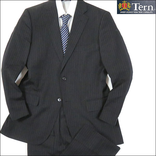 美品 Tern TN117ST001 英国生地ストライプスーツ グレー AB5