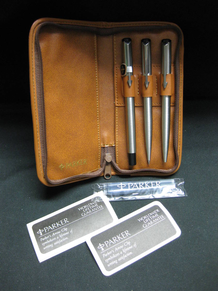 【パーカー】PARKER 万年筆★11U//ボールペン★111U//シャープペン★11U MADE IN UK. ペンケース付 未使用 長期保管品_1