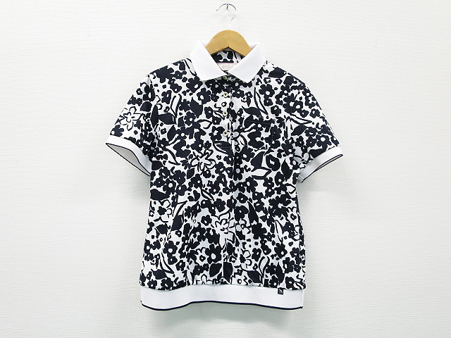 adabat アダバット 半袖ポロシャツ 花柄 ホワイト系 38 [240001223538]【中古】ゴルフウェア レディース
