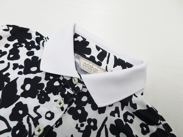 adabat アダバット 半袖ポロシャツ 花柄 ホワイト系 38 [240001223538]【中古】ゴルフウェア レディース