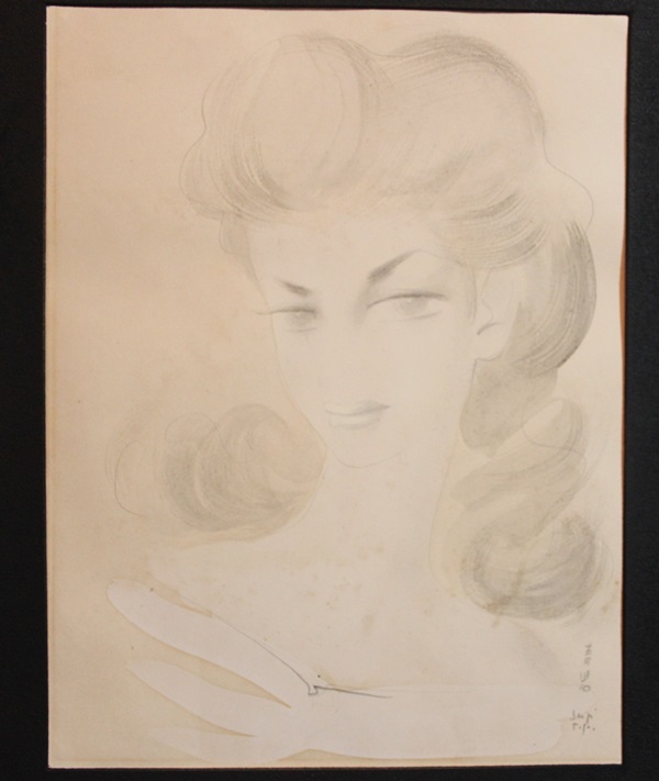 東郷青児作 婦人像 水彩画 鑑定書あり Y 東郷 青児「婦人像」水彩画・4