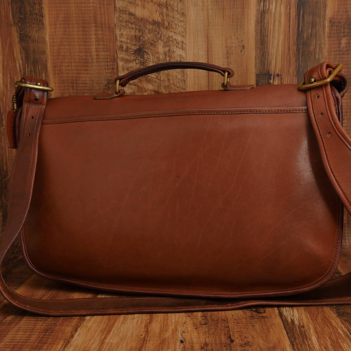 オールドコーチ ハンドバッグ ターンロック MANOR BAG 茶色 ◇ COACH