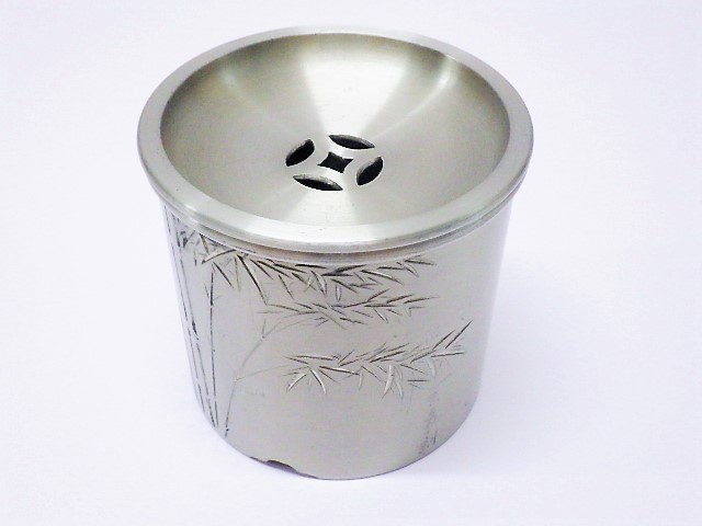 純錫こぼし 安い，正規品】 ◇ 鍛栄 造 純錫 本錫 廣秀刻 建水