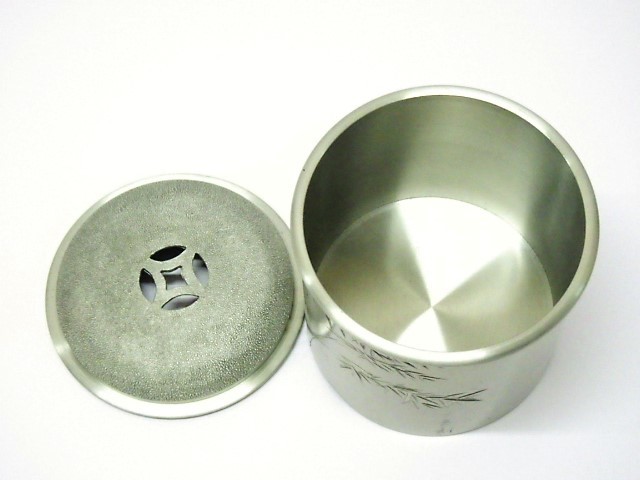 安い，正規品】 ◇ 鍛栄 造 純錫 本錫 廣秀刻 建水