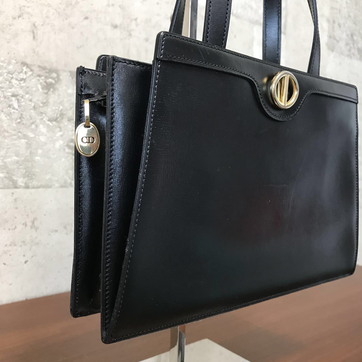 Christian Dior ディオール ゴールド金具 レザー ハンドバッグ 