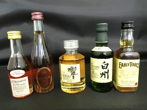 1000円～ ミニボトル 5本 白州12年 響17年 HENNESSY VSOP CAMUS GRAND