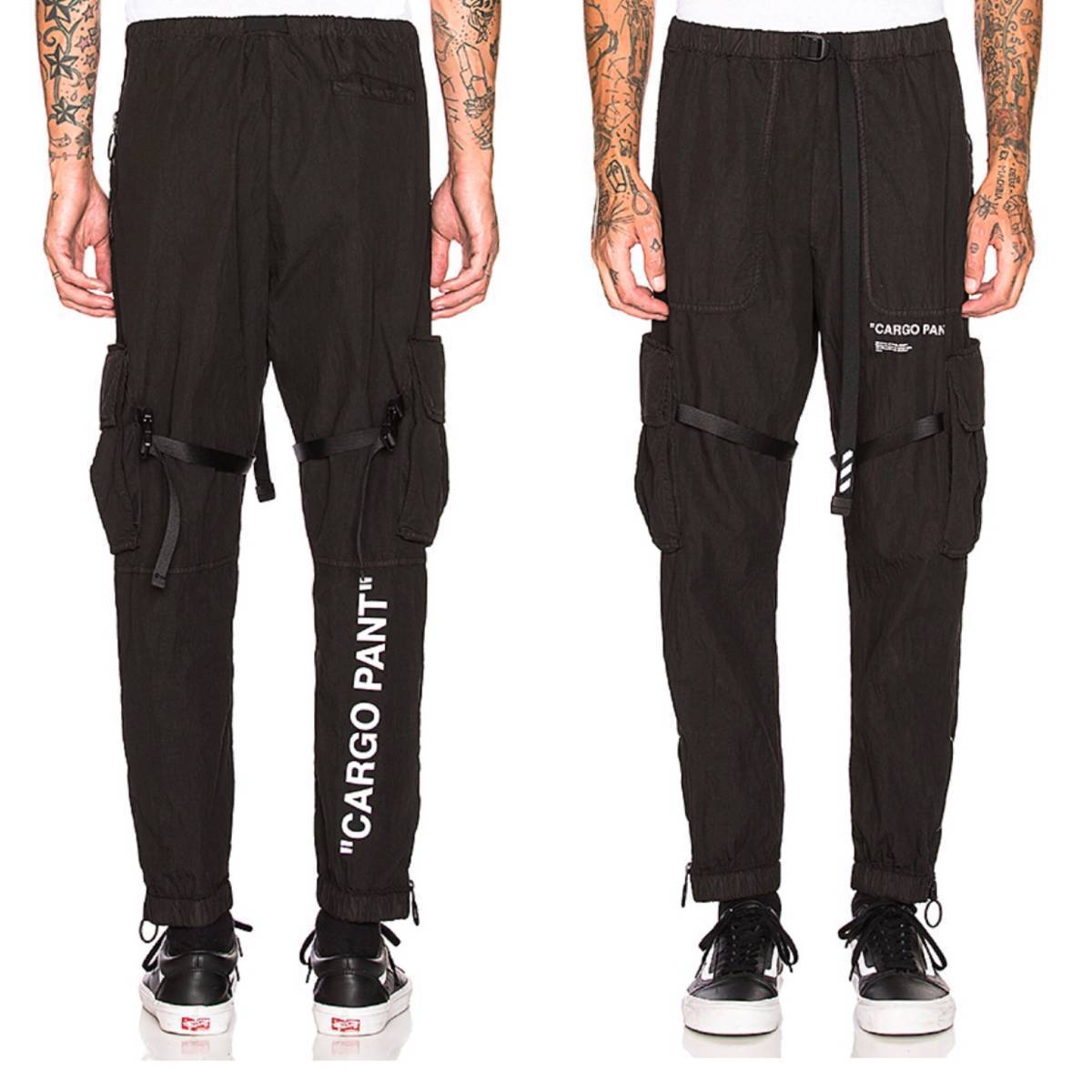 新作□OFF WHITE 18FW BLACK PARACHUTE CARGO PANTS パーカー NIKE 