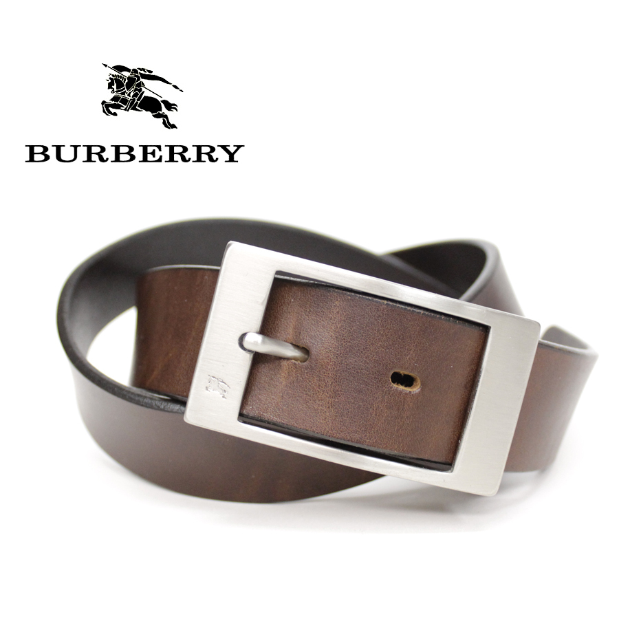 参考価格￥60，480 美品 高級 ファーストライン BURBERRY バーバリー 牛革 レザーベルト メンズ 紳士 茶 ブラウン 82-87cm