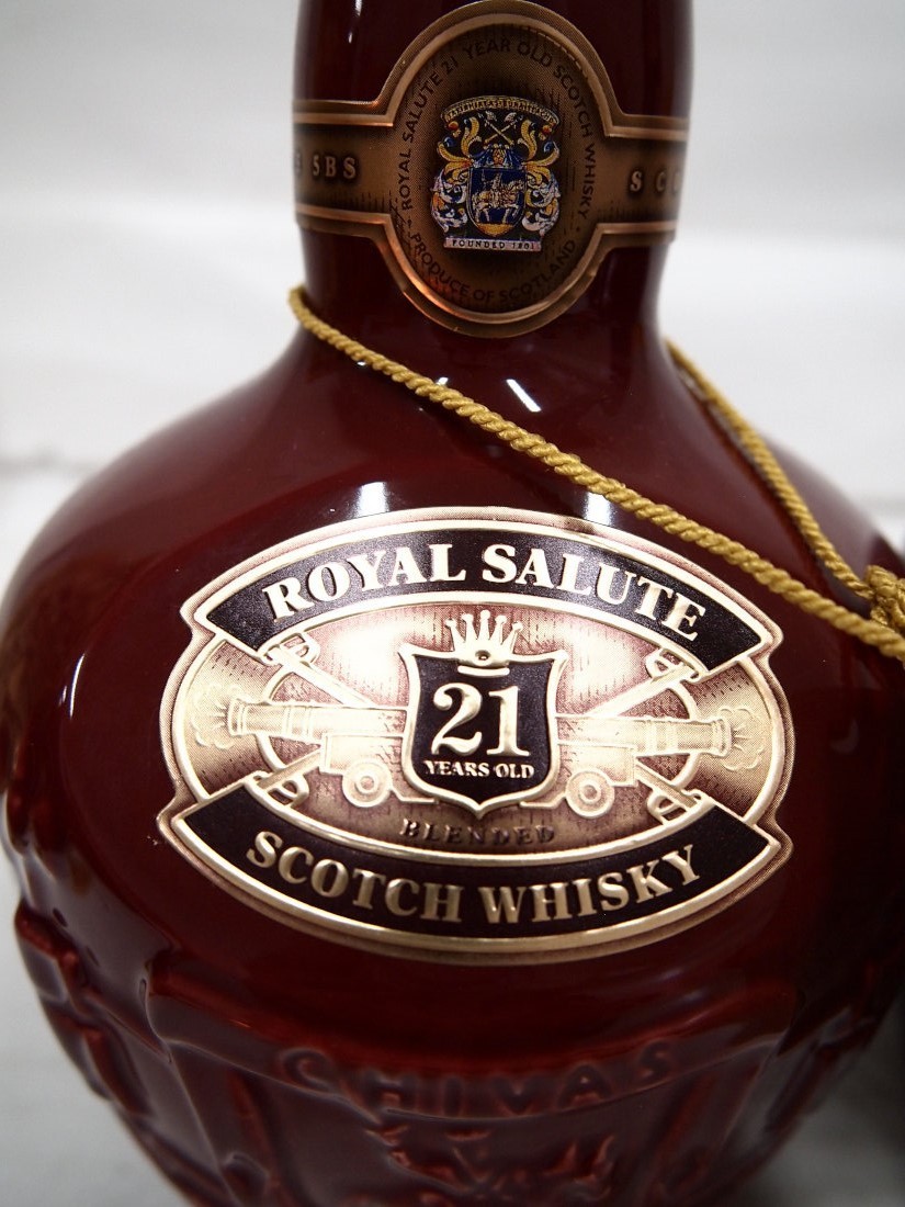 [未開栓]  SALUTE ロイヤルサルート 21年 旧ボトル ルビー ☆ROYAL SALUTE 21年/ロイヤルサルート 21年 2本セット 1309g/1364g