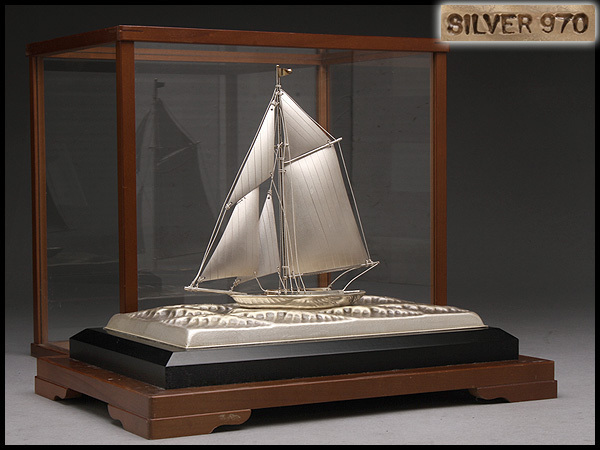 ZJ239 【SILVER970刻印】銀製ヨット・銀ヨット・銀船・銀舟・銀帆船
