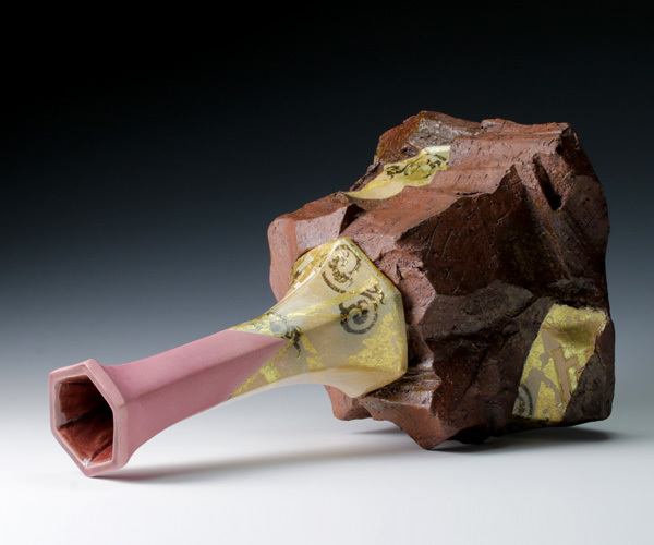 古美味】中村梅山作 色絵象嵌花入 茶道具 保証品