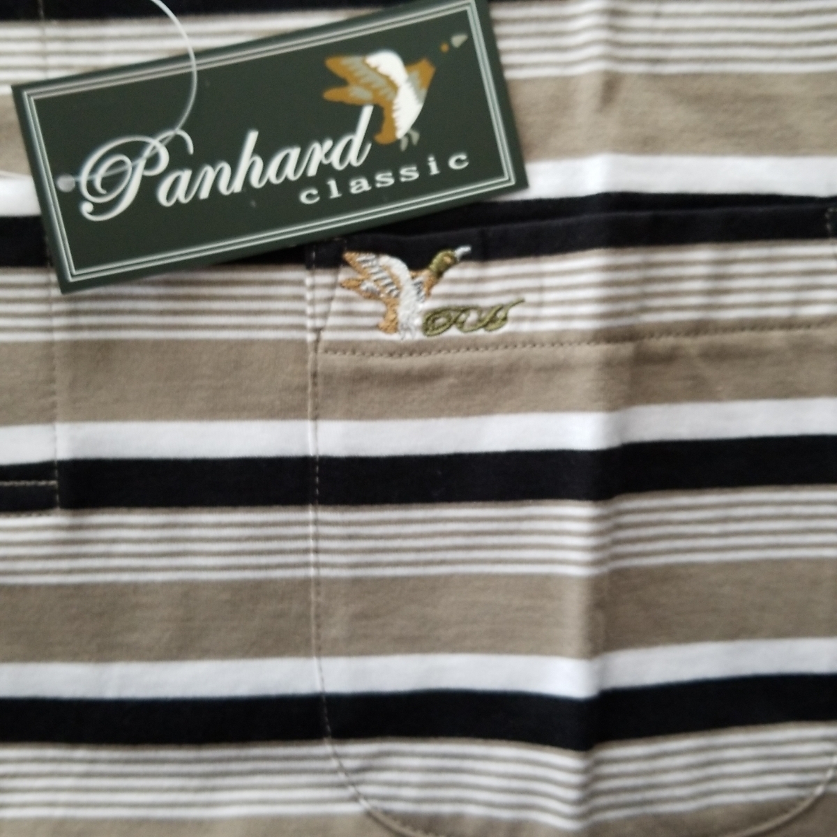 Panhardclassicメンズ半袖ポロシャツ/ボーダー柄/ゆったりLサイズ/胸ポケット付き メンズ 半袖 ポロシャツ 上品 ゴルフ カーハート（CARHARTT）（メンズ）半袖ポロシャツ