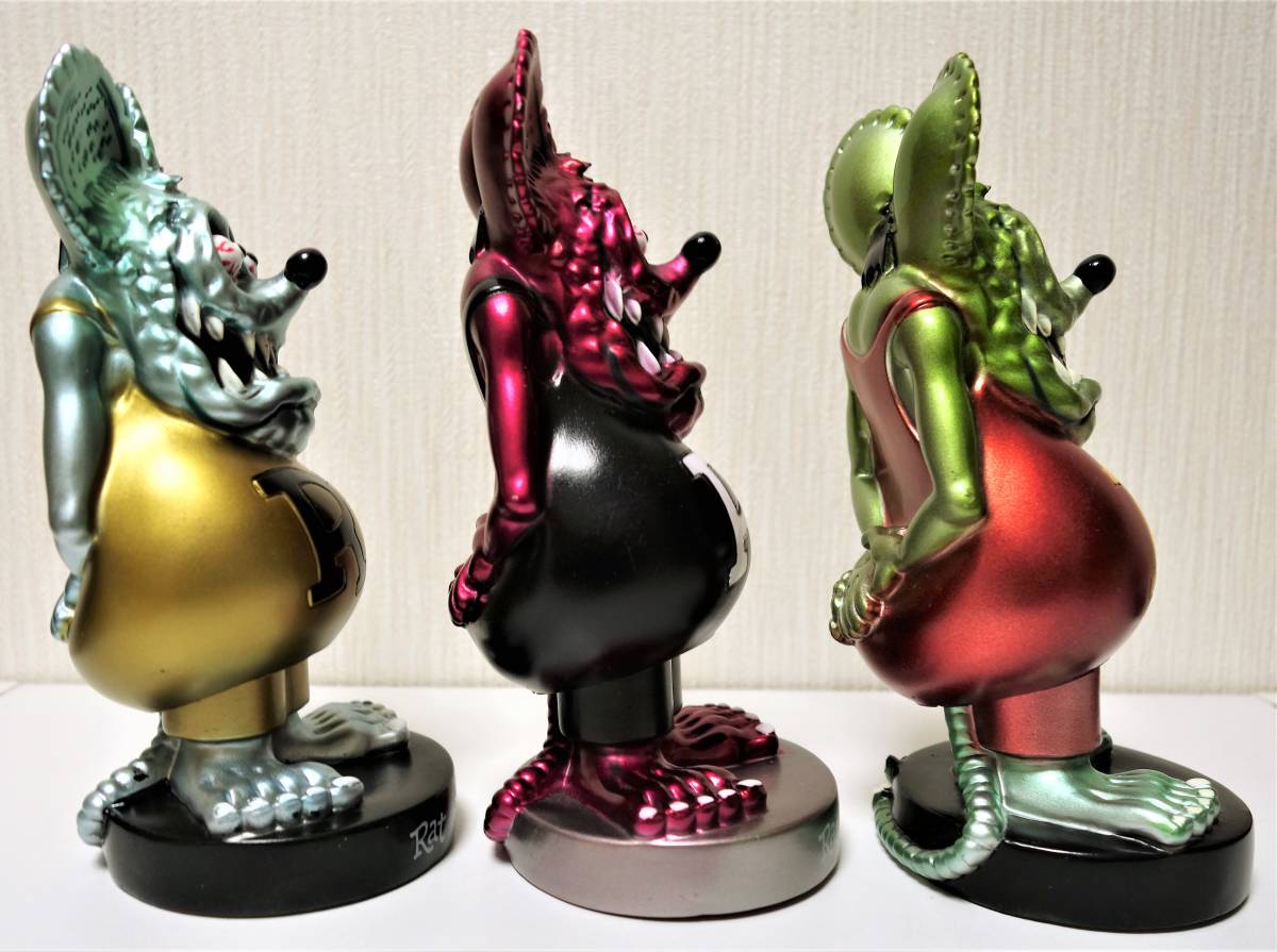 Rat Fink ラットフィンク ボビングヘッド メタリック フィギュア 3体組 ☆ラットフィンク×3体で ボビングヘッドフィギュア メタリックカラー
