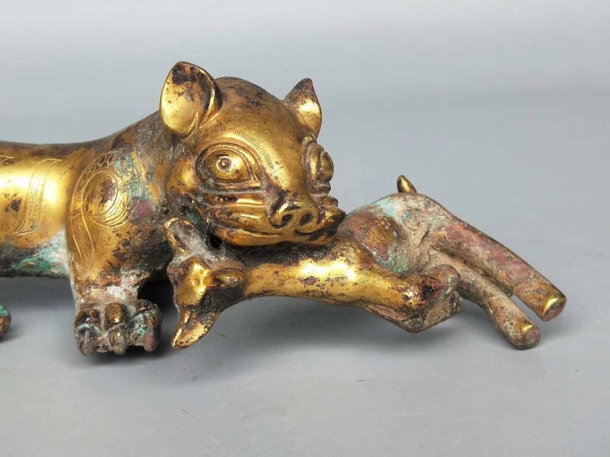 1905T120128ZZ】中国古董品 清 古い銅鍍金『羊』置物 貴重 珍しい 古玩