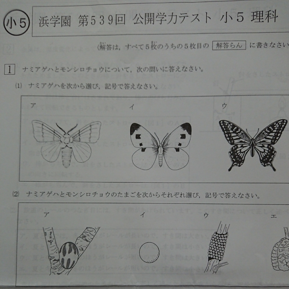 浜学園 公開学力テスト 小5 公式通販 理科 第539～547回 2018年度