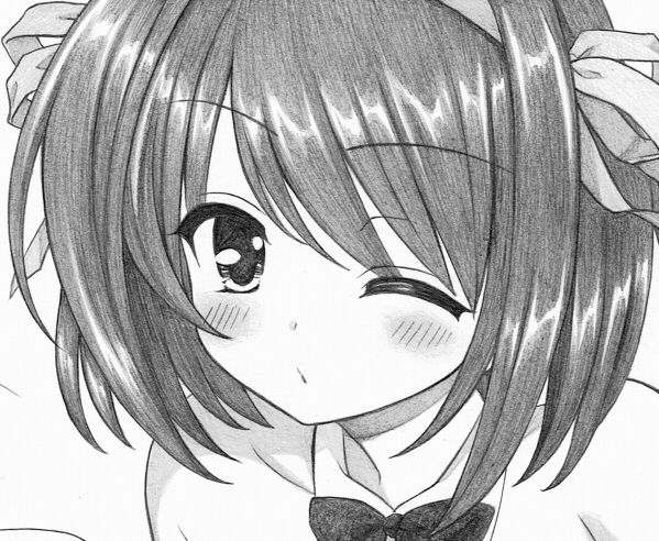 同人手描きイラスト＊鉛筆画【涼宮ハルヒの憂鬱＊涼宮ハルヒ/バニーガール】