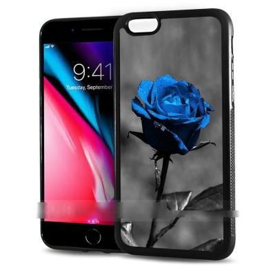 油絵  スマホケース【青と紫薔薇】iPhone8Plus/iPhone7Plus iPhone 7 Plus 8 Plus アイフォン セブン エイト プラス バラ 薔薇