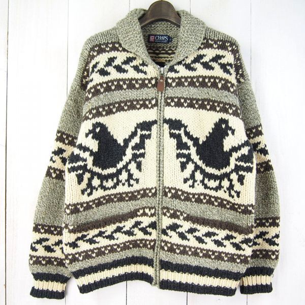 定番人気，HOT チャップス ラルフローレン CHAPS RALPH LAUREN サンダーバード柄ウールニットカウチンセーター L(セーター)｜売買されたオークション情報、yahooの商品情報をアーカイブ公開 - オークファン 男性用