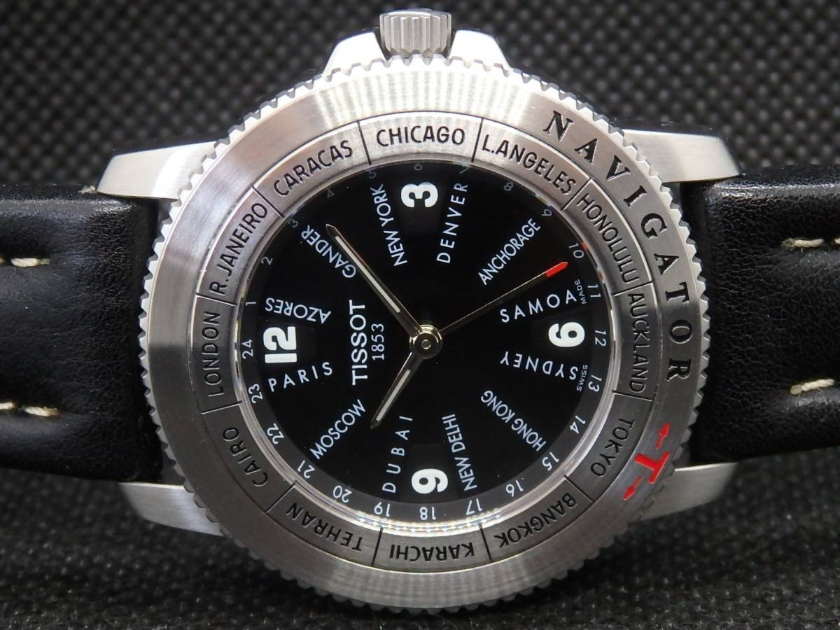 1円【未使用・電池新品】テッソ TISSOT ナビゲーター ワールドタイム トラベルウォッチ スイス製●N250【完全稼動品】　※送料185円　