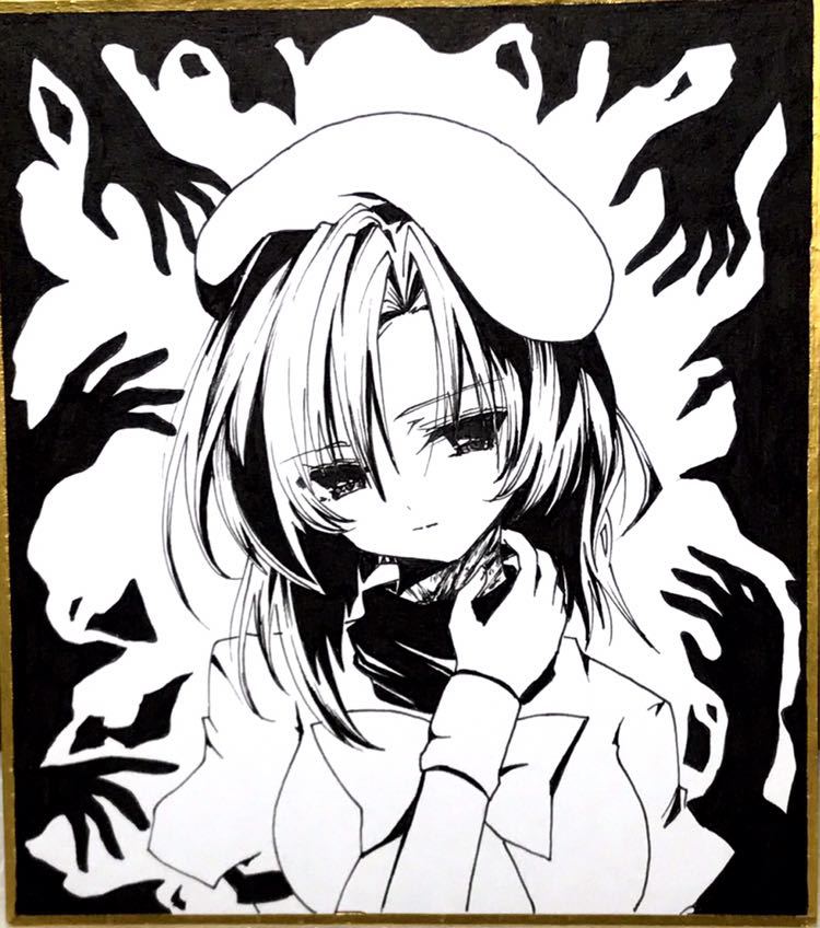 手描きイラスト ひぐらしのなく頃に 竜宮レナ オヤシロ様 ミニ色紙