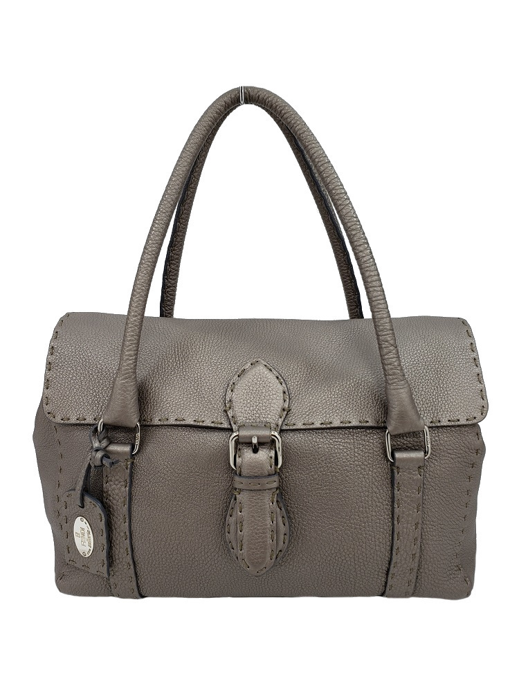 極美品！FENDI【フェンディ】セレリア レザー ハンドバッグ ブロンズ　 （2187）