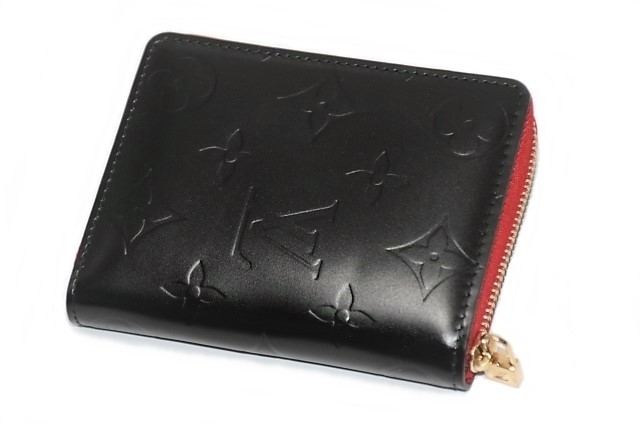 【確実正規品】ヴィトン　ヴェルニ　ブルーム　小銭入れ付きジッピーコンパクトウォレット　ブラック×レッド