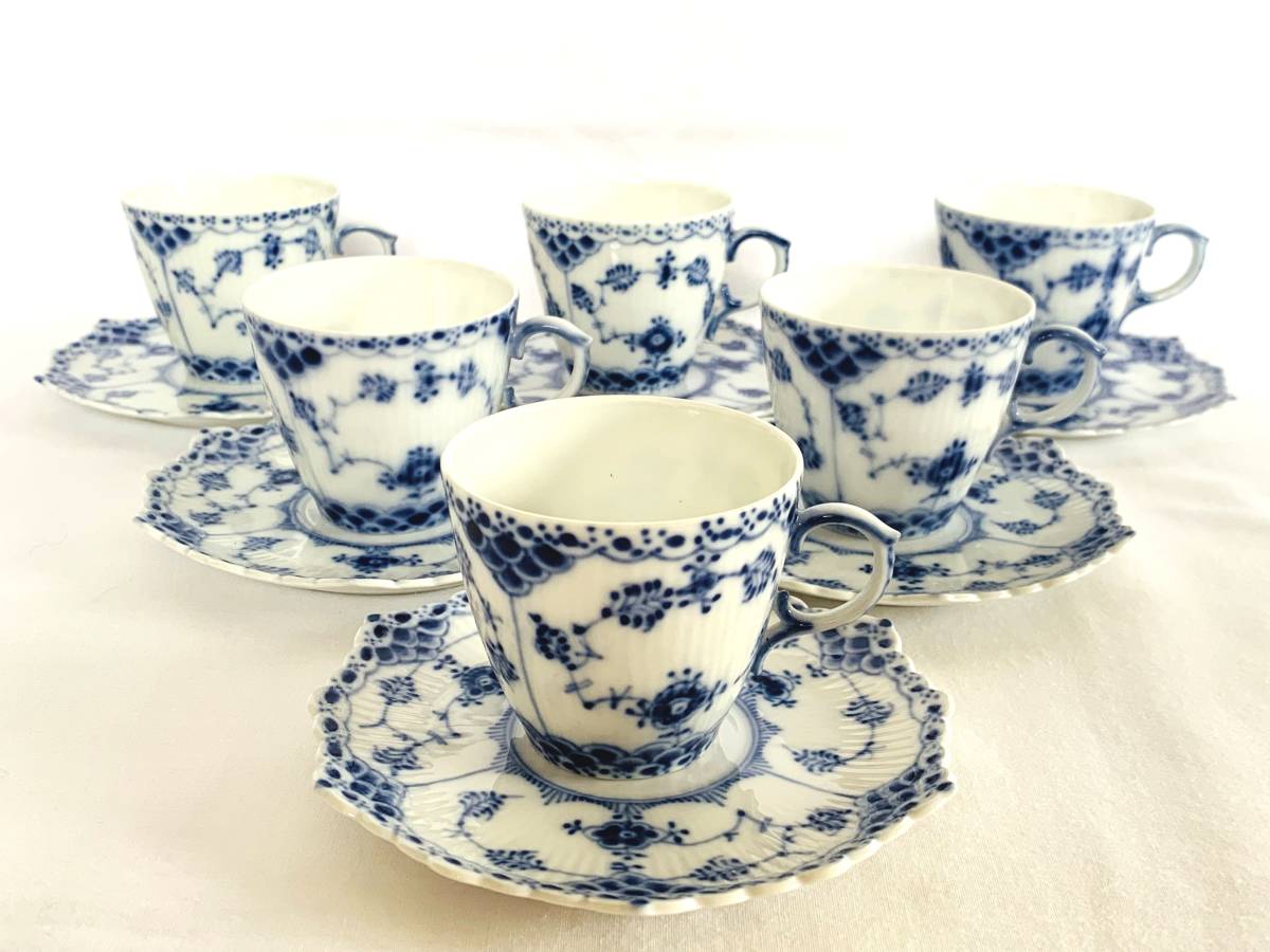 【豊富な】 6客セット 一級品 ロイヤルコペンハーゲン ROYAL COPENHAGEN ブルーフルーテッド BLUE FLUTED フルレース カップ＆ソーサー(ロイヤルコペンハーゲン)｜売買されたオークション情報、yahooの商品情報 ロイヤルコペンハーゲン