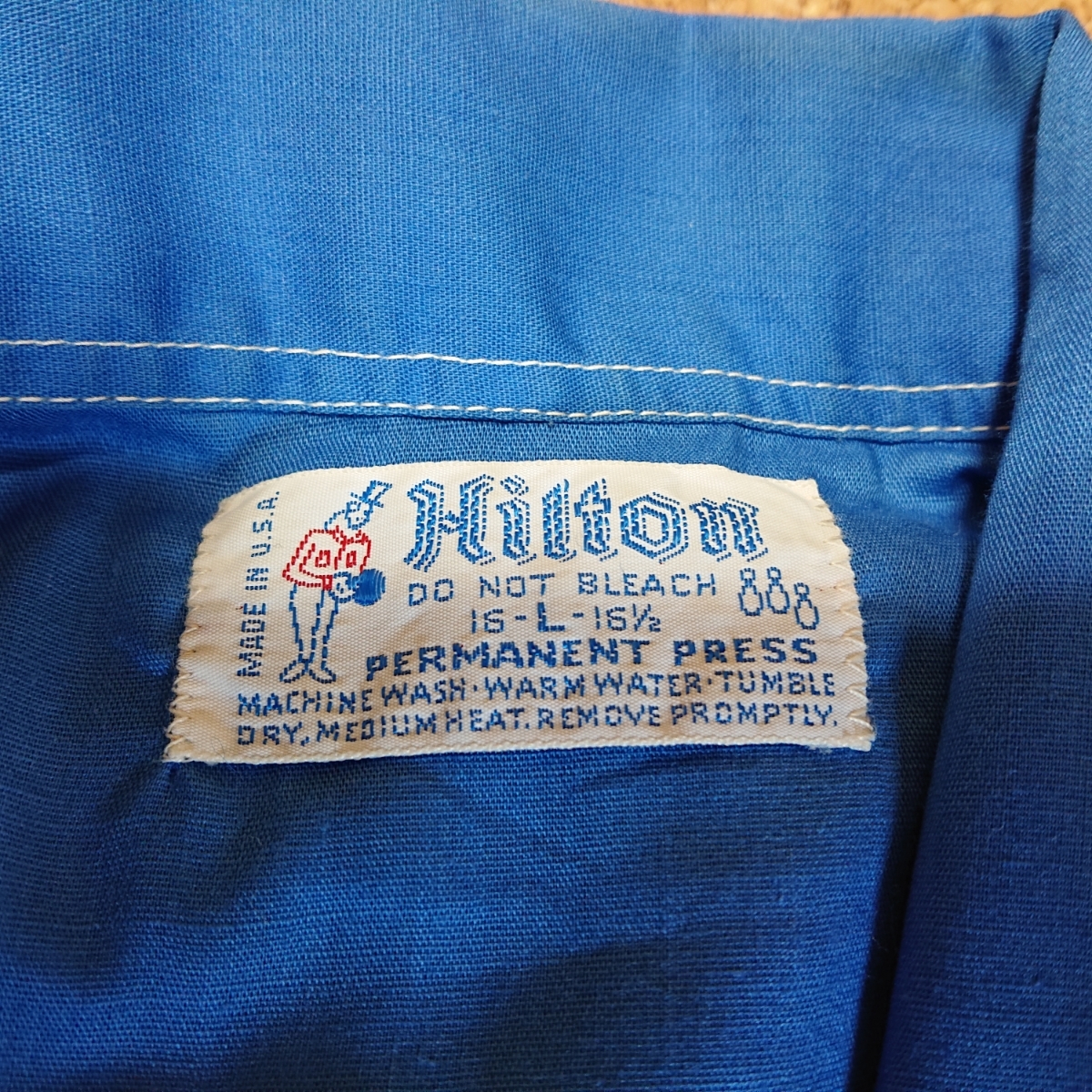 70s Hilton ボーリングシャツ チェーン刺繍(チェーンステッチ) 黄色