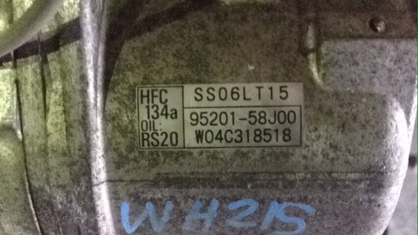 H21年 MH21S ワゴンR エアコン コンプレッサー 95201-58J00 中古品 即決 189784 MA