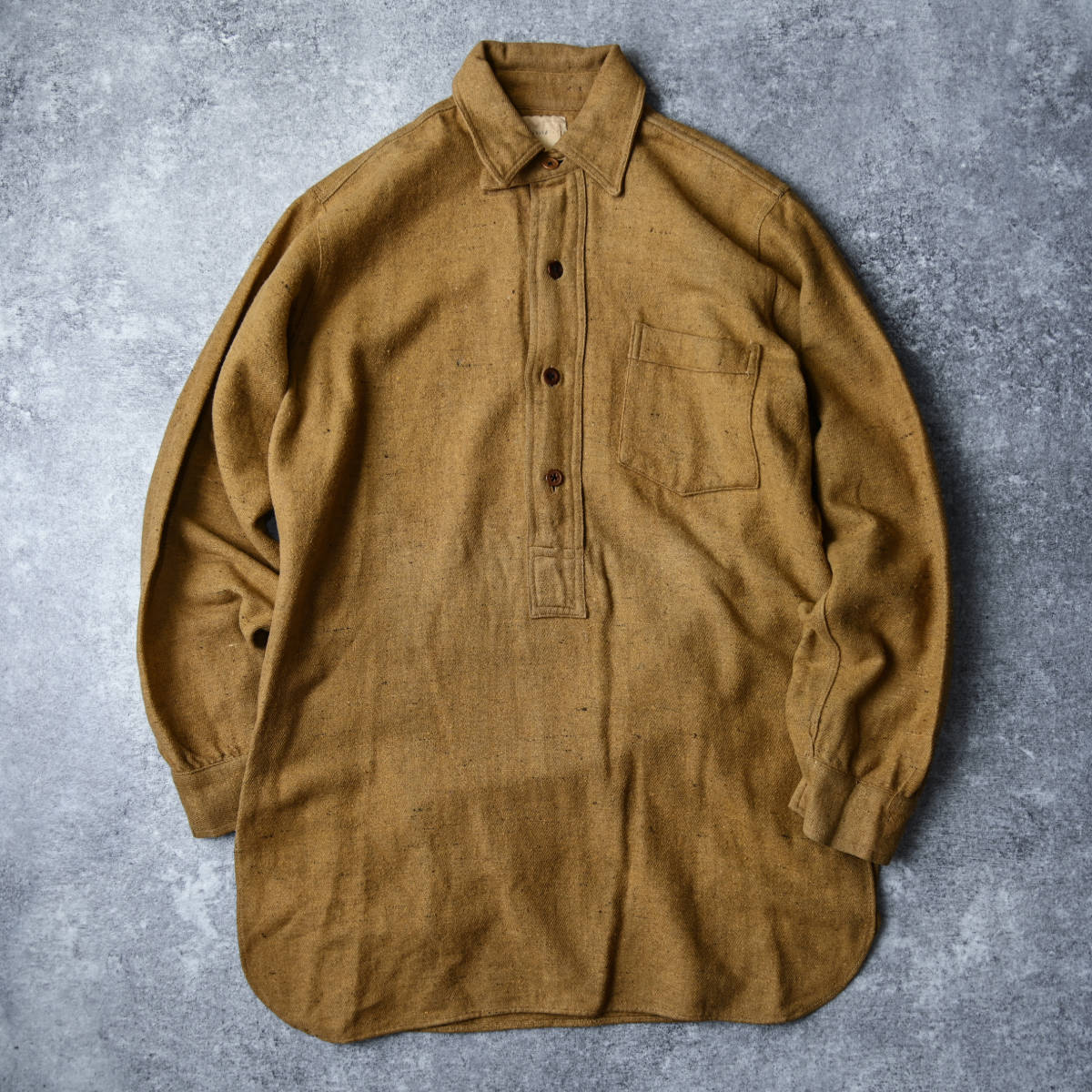 極上 10s US ARMY WW1 チンスト付き プルオーバー シャツ マスタード 