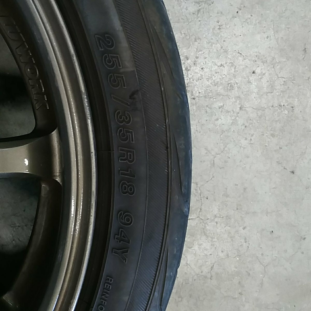 ワーク　エモーション　D9R+YOKOHAMA S drive 4本セット　ジャンク扱い　Fr:9J+30 Rr:10J+38 255/35R18×4本_2