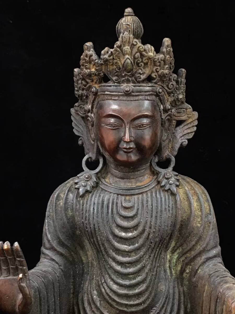 民間収集 大日如來 古仏像 鎮宅辟邪 銅製金鍍 釋迦摩尼仏 銅製 老仏像