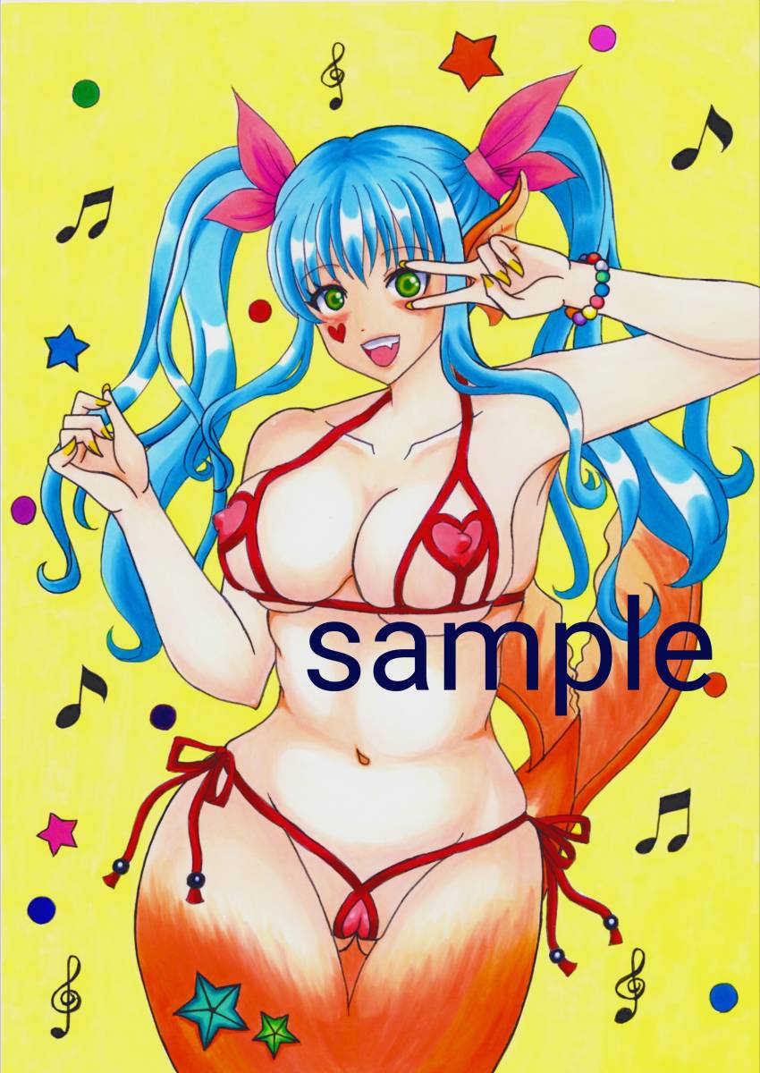人魚 ビキニ アナログ コピック ムチムチ おっぱい オリジナル 女の子 手描き ピース ギャル ツインテール ハート 星 音符 イラスト 手描きイラスト 売買されたオークション情報 Yahooの商品情報をアーカイブ公開 オークファン Aucfan Com