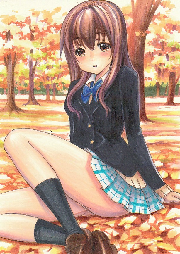 同人手描きイラスト☆「聲の形」西宮硝子「紅葉」A4サイズ(手描き