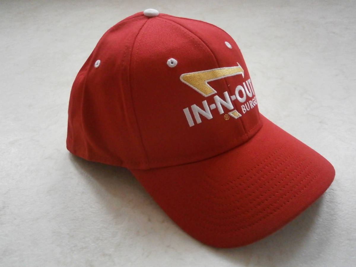 （赤）In-N-Out Burger カリフォルニア　アメリカ西海岸　インアウトバーガー　HOTROD　ローライダー　JDM　USDA　帽子 アメ車　キャップ