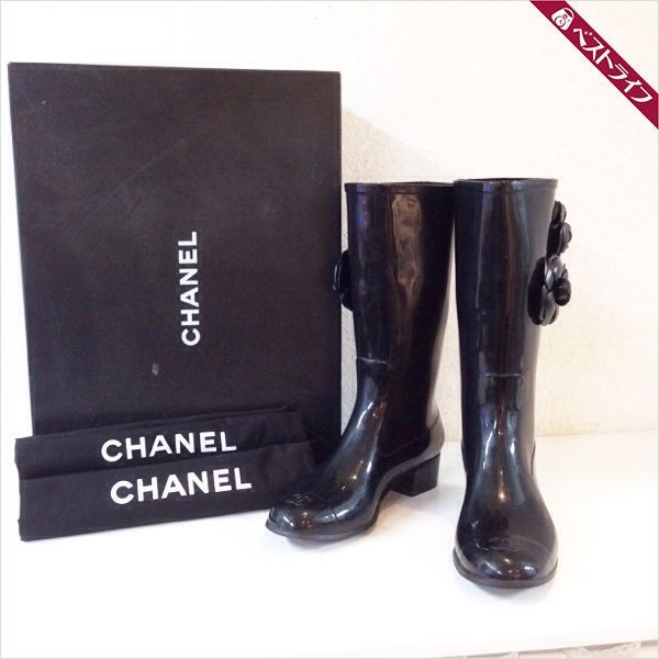 シャネルレインブーツ38 本物 CHANEL レインブーツ37 入手困難