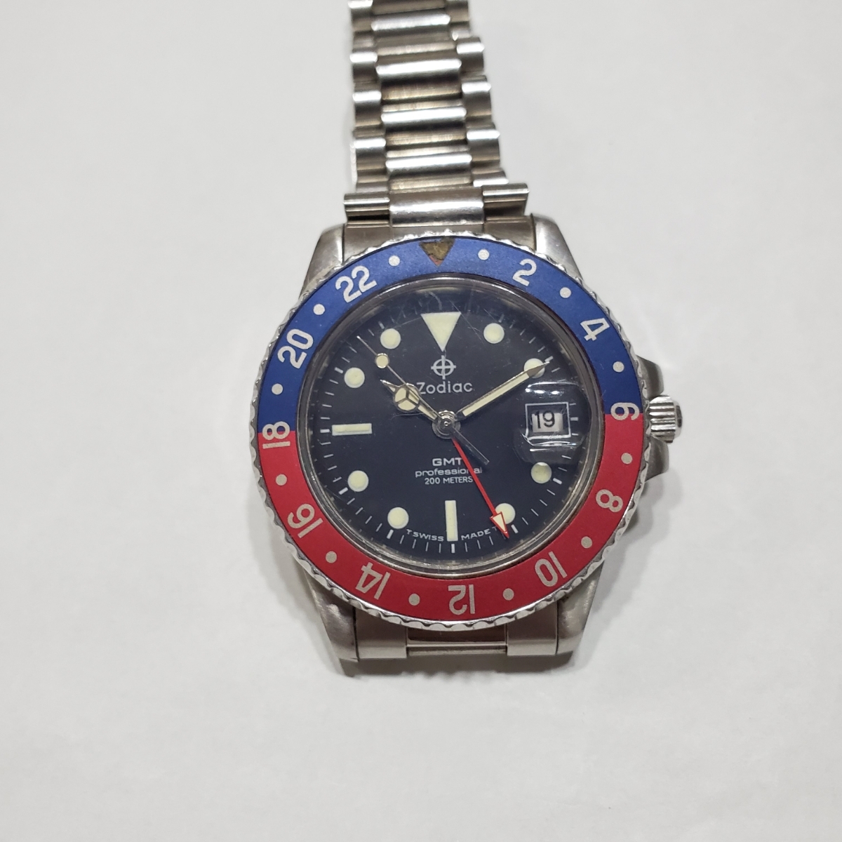 稼働品 Zodiac ゾディアック GMT ヴィンテージ クォーツ ペプシカラー 