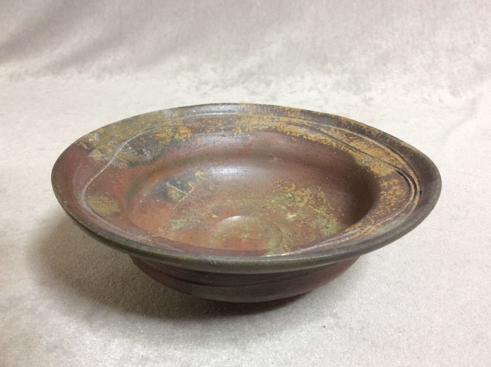 QM2113 備前焼 西大寺窯 岡本髙明 造 深皿 深鉢 /在銘印あり